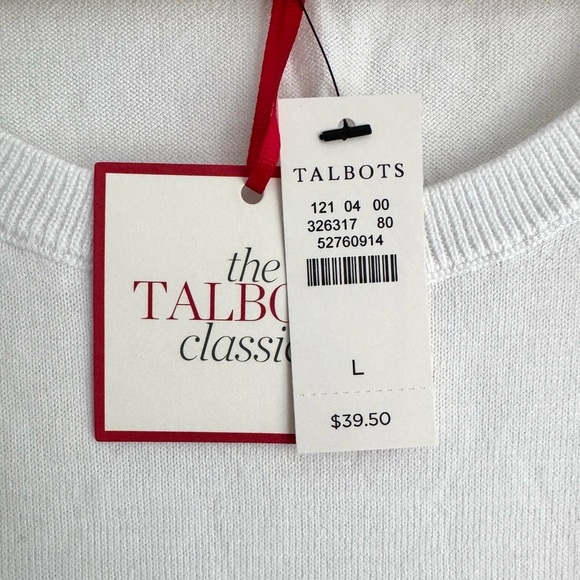 NWT Talbots Classic Knit Tank Top Shell White Sleeveless Cotton Resort Office L - Picture 5 of 8